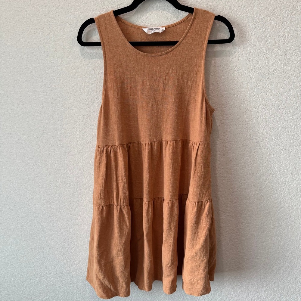 Double Zero Terracotta Rust Sleeveless Tiered Babydoll Mini Dress with Pockets S